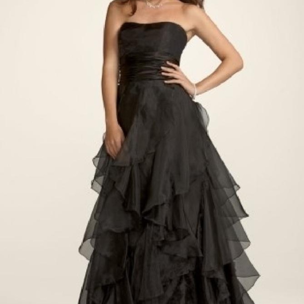 David's Bridal Black strapless ruffle Dress